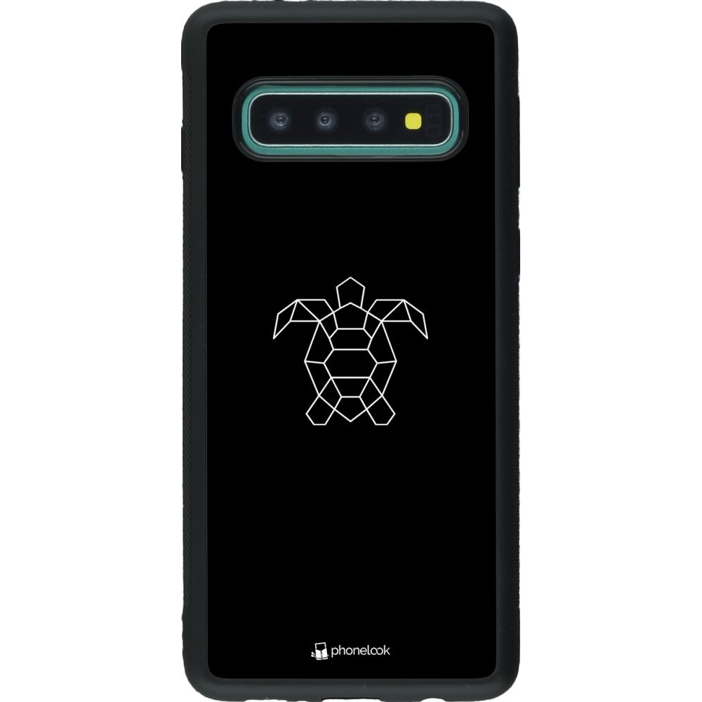 Coque Samsung Galaxy S10 - Silicone rigide noir Turtles lines on black