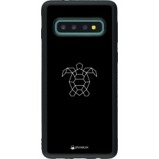 Coque Samsung Galaxy S10 - Silicone rigide noir Turtles lines on black