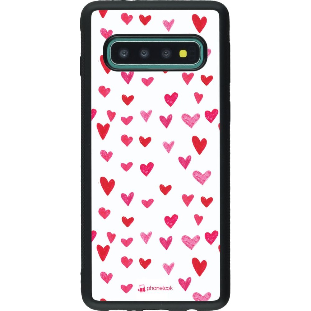Coque Samsung Galaxy S10 - Silicone rigide noir Valentine 2022 Many pink hearts