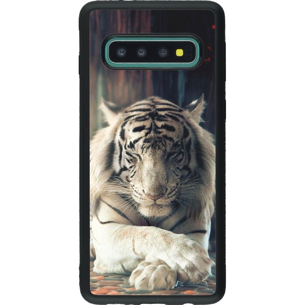 Coque Samsung Galaxy S10 - Silicone rigide noir Zen Tiger