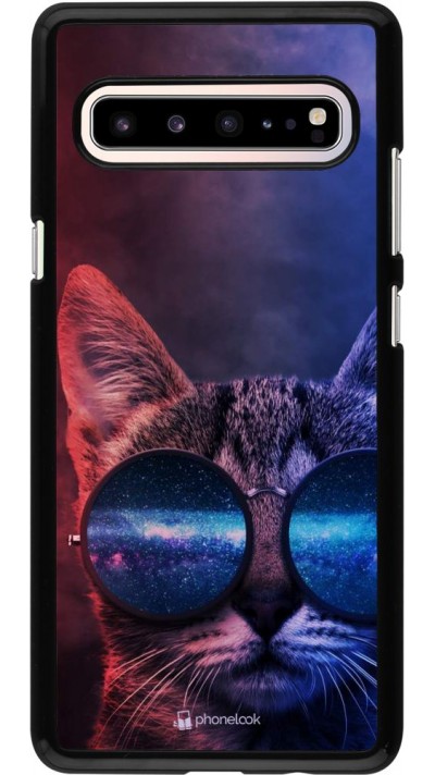 Coque Samsung Galaxy S10 5G - Red Blue Cat Glasses