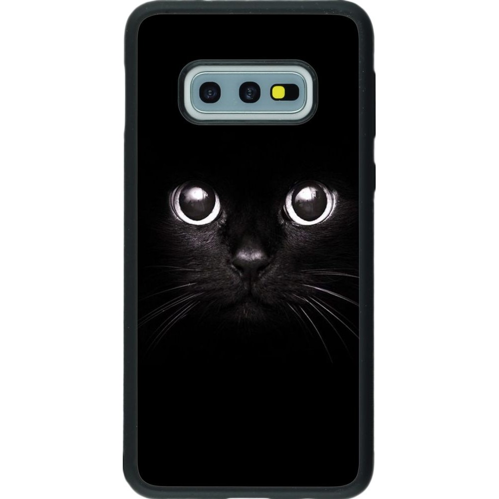 Coque Samsung Galaxy S10e - Silicone rigide noir Cat eyes