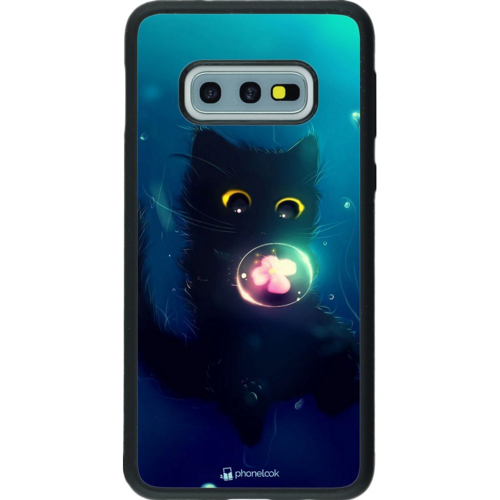 Coque Samsung Galaxy S10e - Silicone rigide noir Cute Cat Bubble