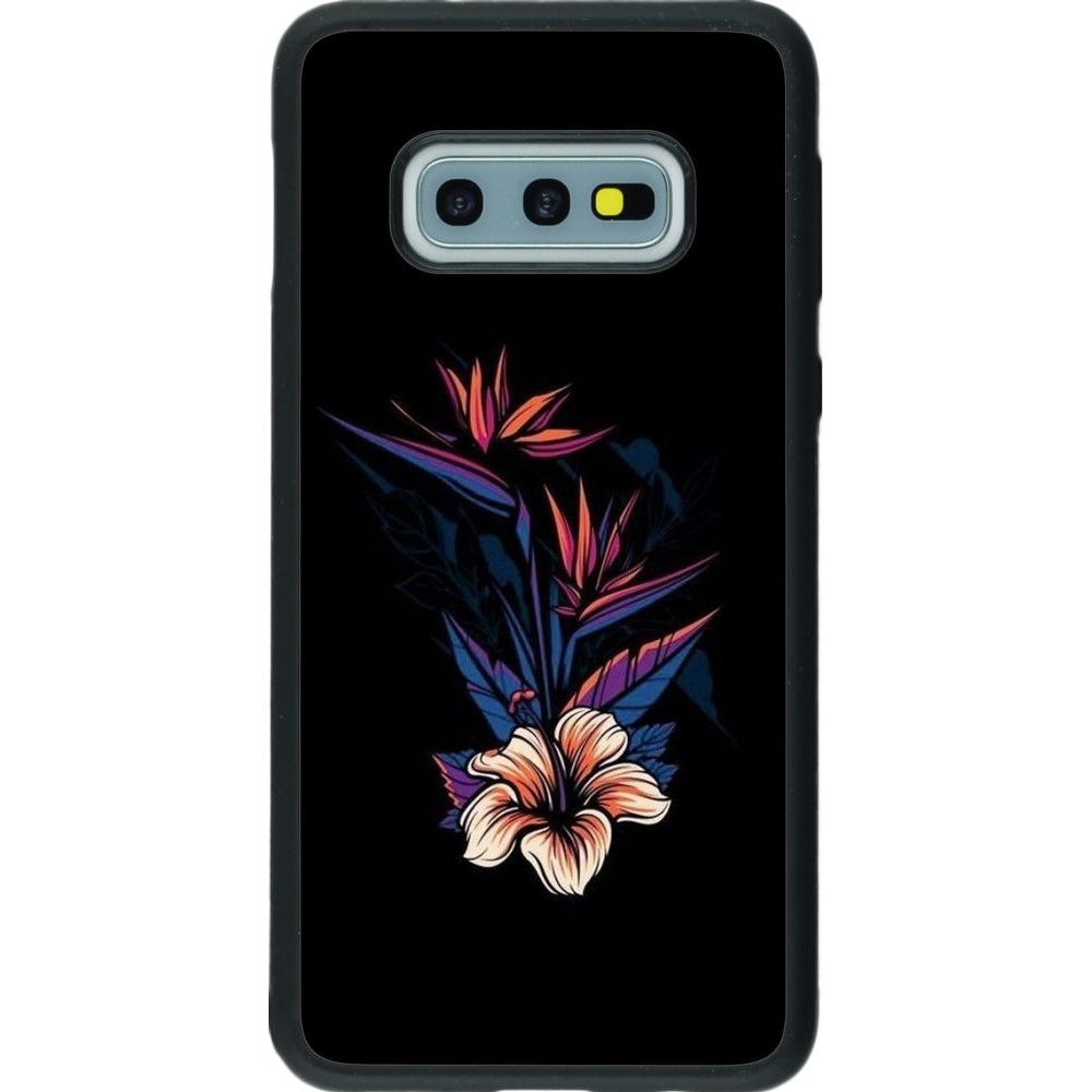Coque Samsung Galaxy S10e - Silicone rigide noir Dark Flowers