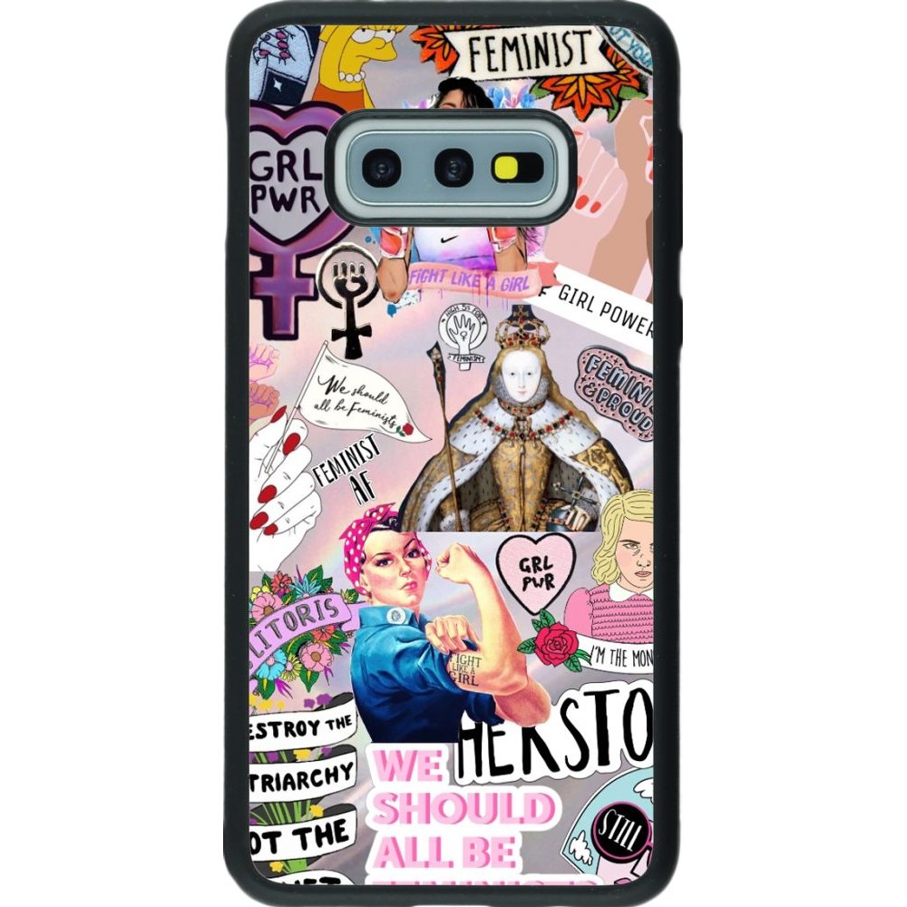 Hülle Samsung Galaxy S10e - Silikon schwarz Girl Power Collage