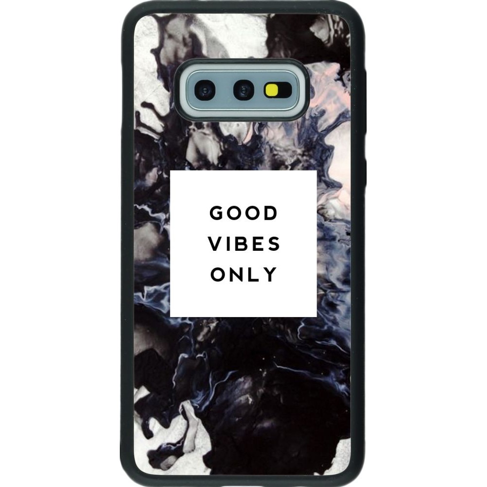 Coque Samsung Galaxy S10e - Silicone rigide noir Marble Good Vibes Only