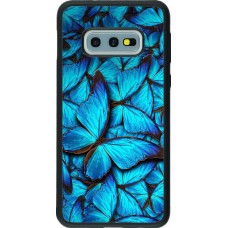 Coque Samsung Galaxy S10e - Silicone rigide noir Papillon - Bleu