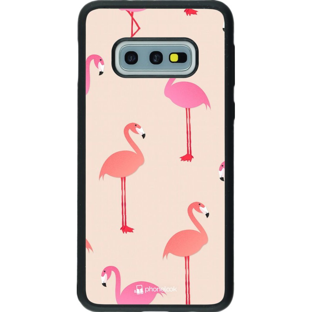 Hülle Samsung Galaxy S10e - Silikon schwarz Pink Flamingos Pattern