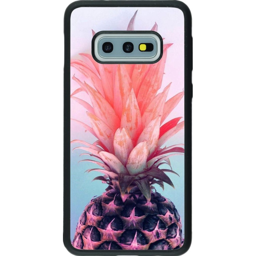 Coque Samsung Galaxy S10e - Silicone rigide noir Purple Pink Pineapple