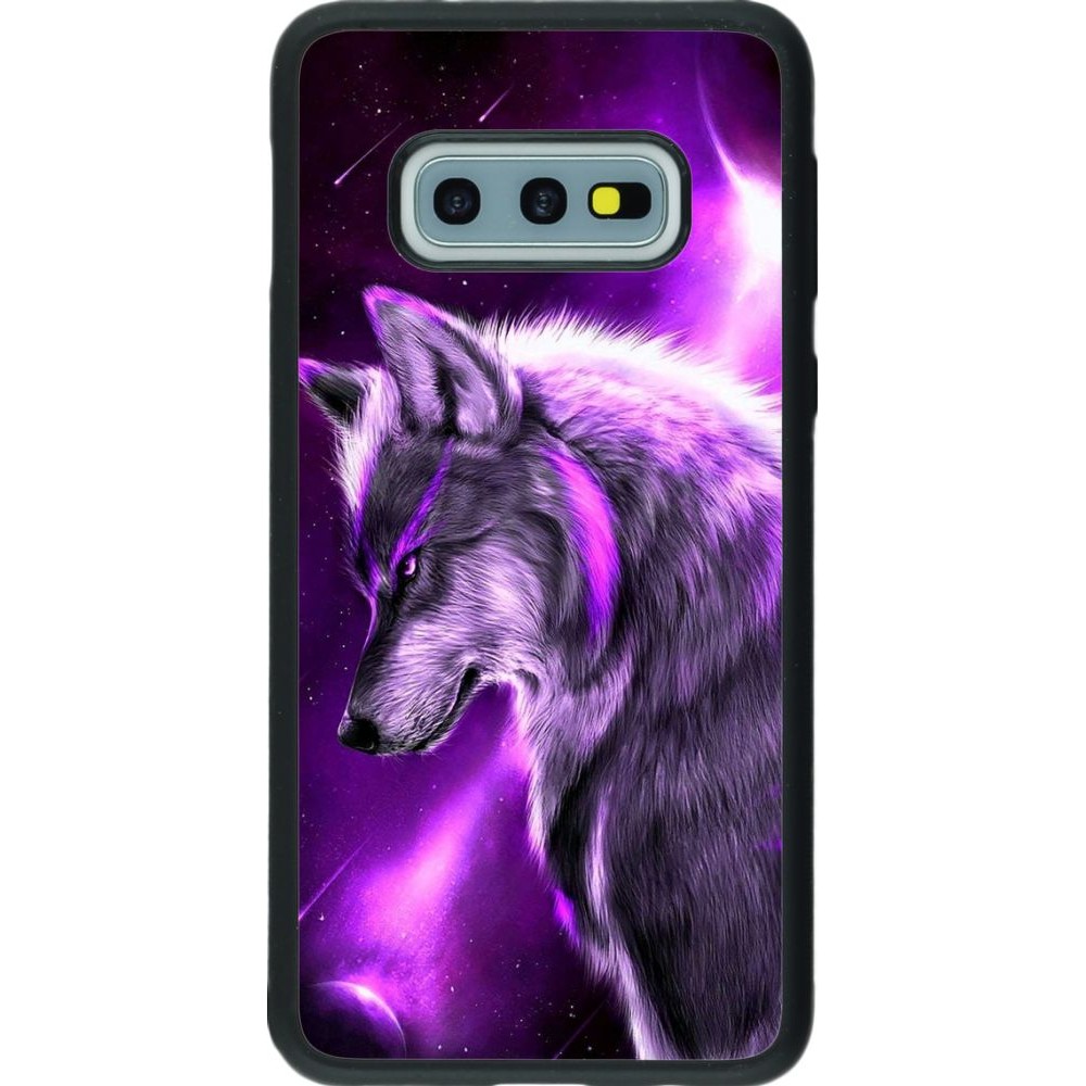 Coque Samsung Galaxy S10e - Silicone rigide noir Purple Sky Wolf