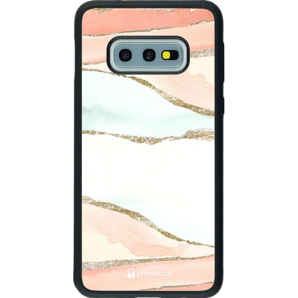 Coque Samsung Galaxy S10e - Silicone rigide noir Shimmering Orange