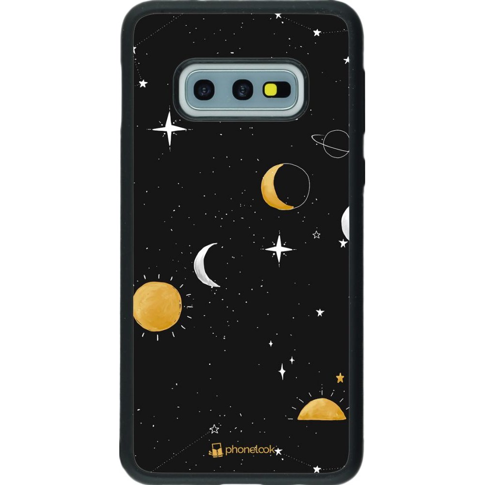 Coque Samsung Galaxy S10e - Silicone rigide noir Space Vect- Or