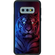 Coque Samsung Galaxy S10e - Silicone rigide noir Tiger Blue Red