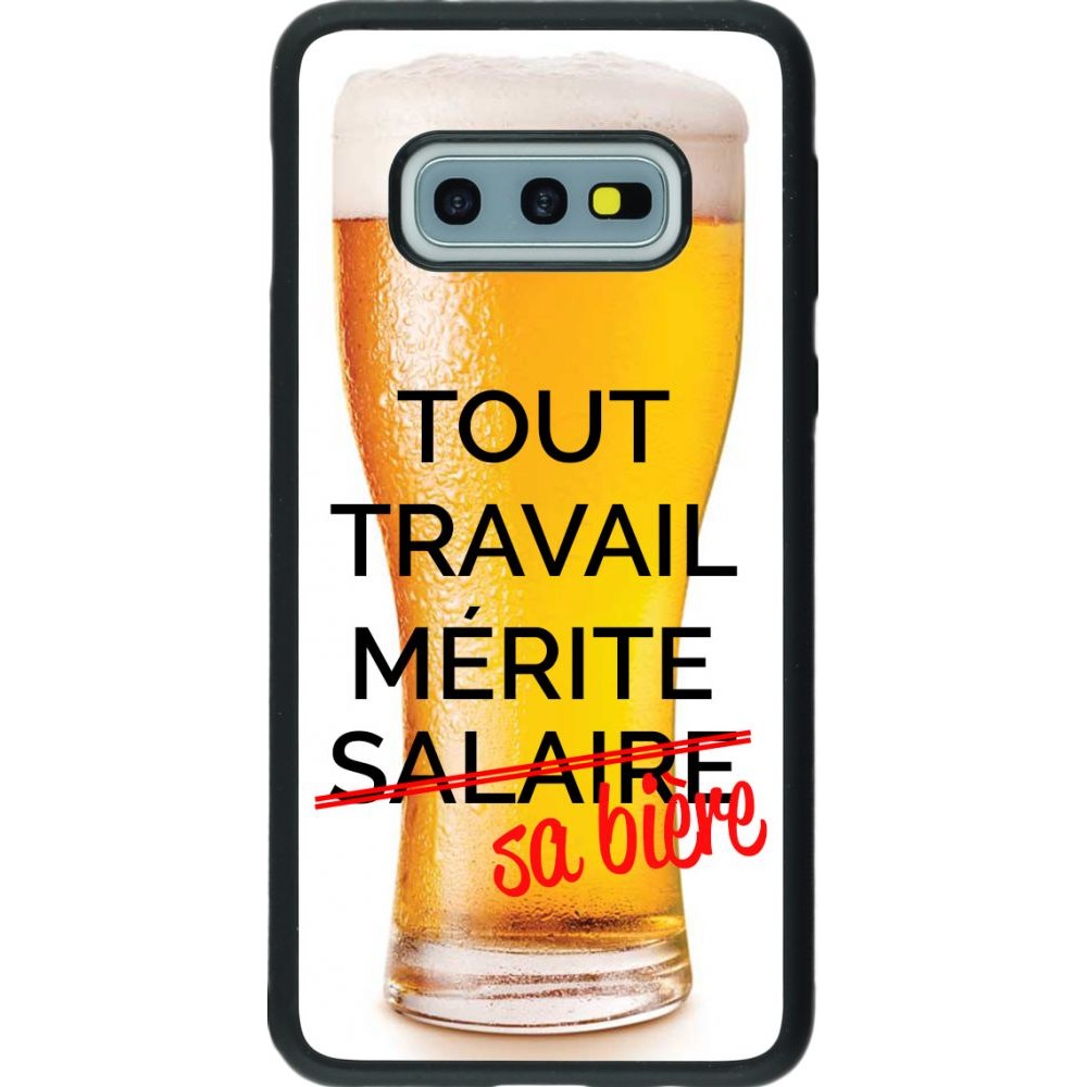 Coque Samsung Galaxy S10e - Silicone rigide noir Tout travail mérite sa bière