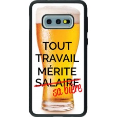 Coque Samsung Galaxy S10e - Silicone rigide noir Tout travail mérite sa bière