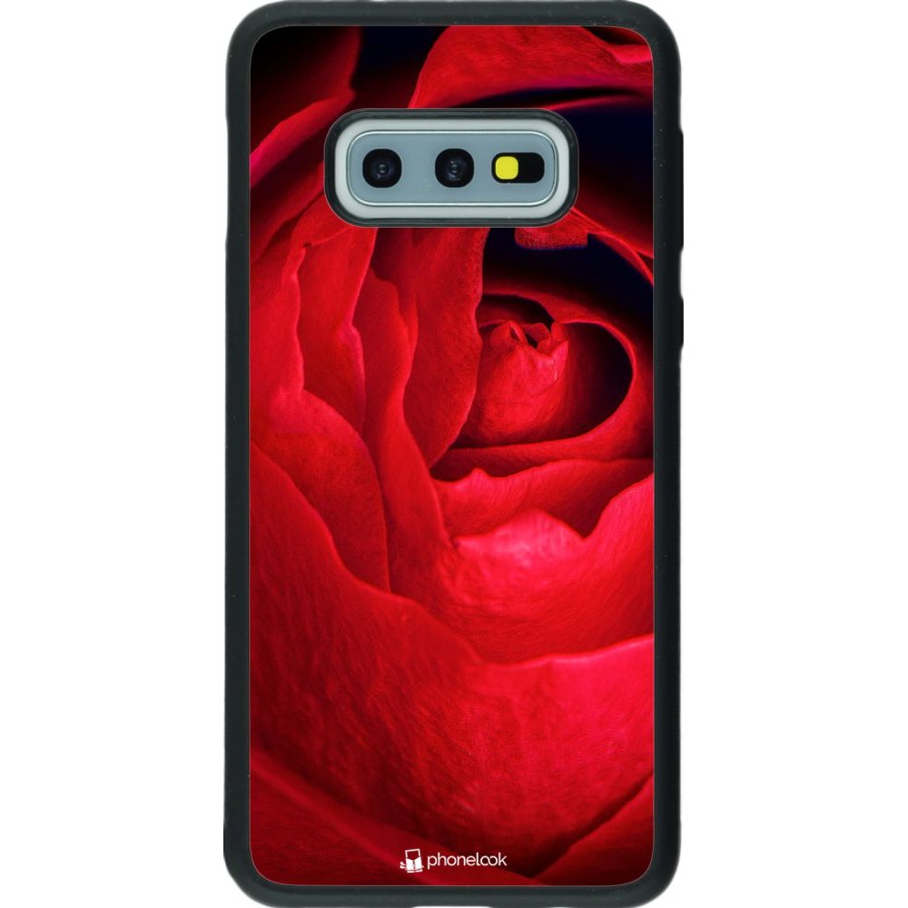 Coque Samsung Galaxy S10e - Silicone rigide noir Valentine 2022 Rose