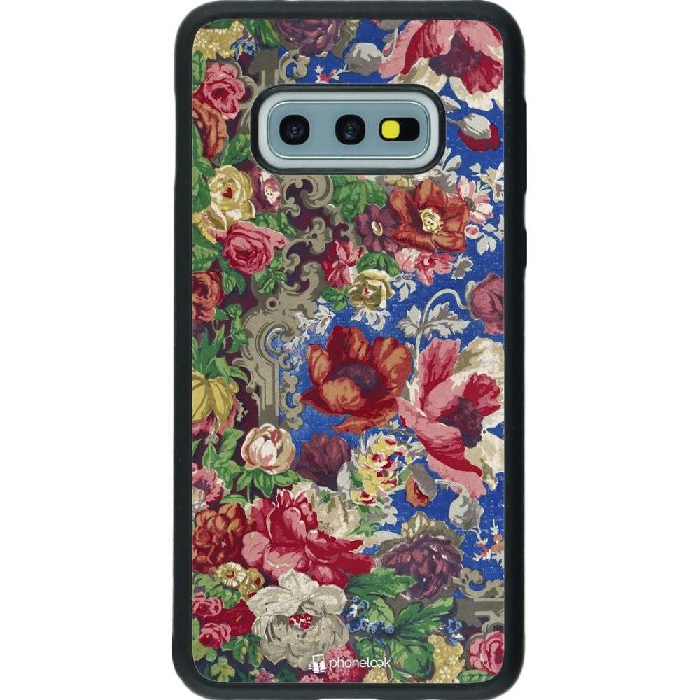 Coque Samsung Galaxy S10e - Silicone rigide noir Vintage Art Flowers