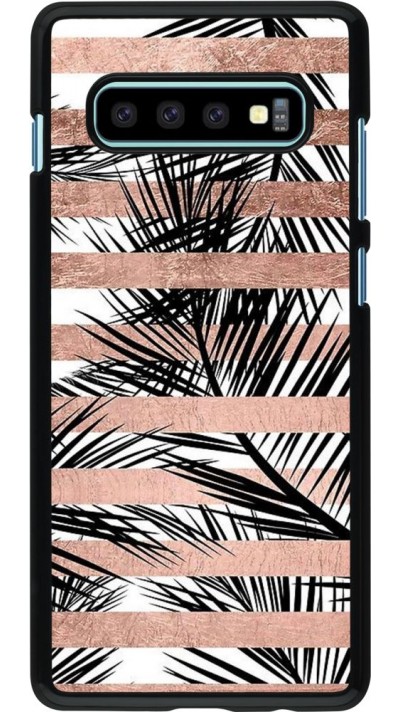 Coque Samsung Galaxy S10+ - Palm trees gold stripes