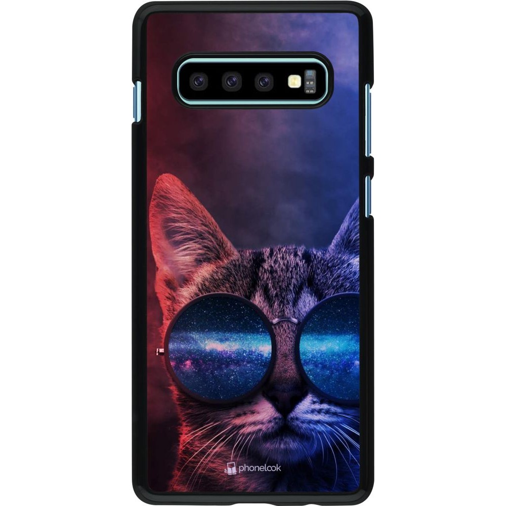 Coque Samsung Galaxy S10+ - Red Blue Cat Glasses