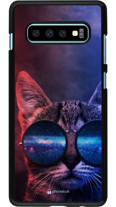 Coque Samsung Galaxy S10+ - Red Blue Cat Glasses