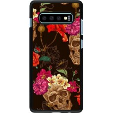 Coque Samsung Galaxy S10+ - Skulls and flowers