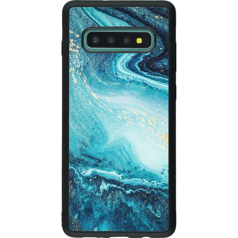 Coque Samsung Galaxy S10+ - Silicone rigide noir Sea Foam Blue
