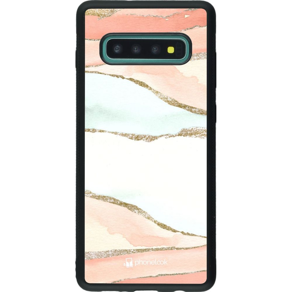 Coque Samsung Galaxy S10+ - Silicone rigide noir Shimmering Orange