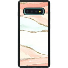 Coque Samsung Galaxy S10+ - Silicone rigide noir Shimmering Orange