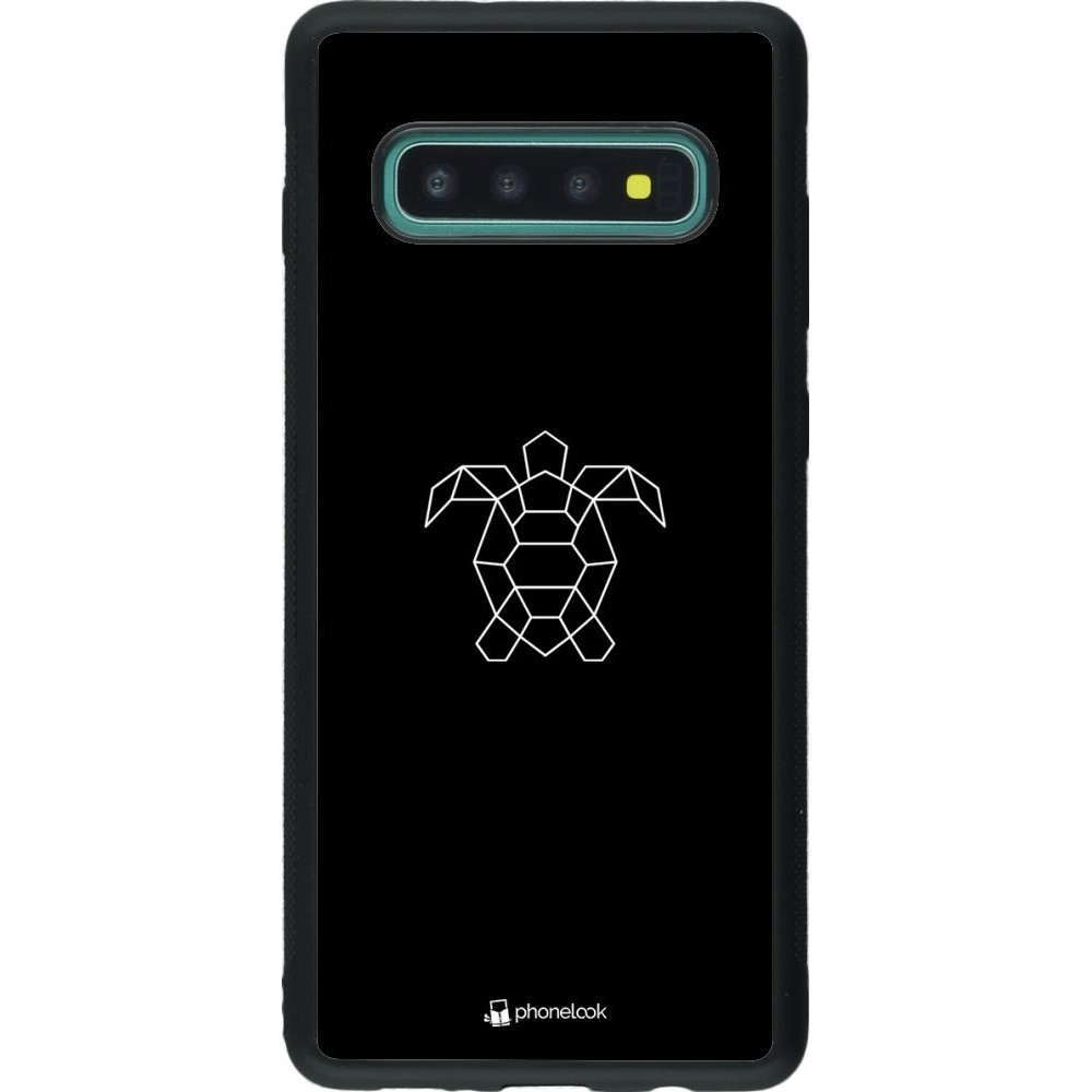 Coque Samsung Galaxy S10+ - Silicone rigide noir Turtles lines on black