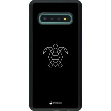 Coque Samsung Galaxy S10+ - Silicone rigide noir Turtles lines on black