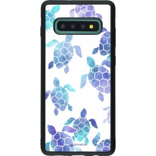 Coque Samsung Galaxy S10+ - Silicone rigide noir Turtles pattern watercolor