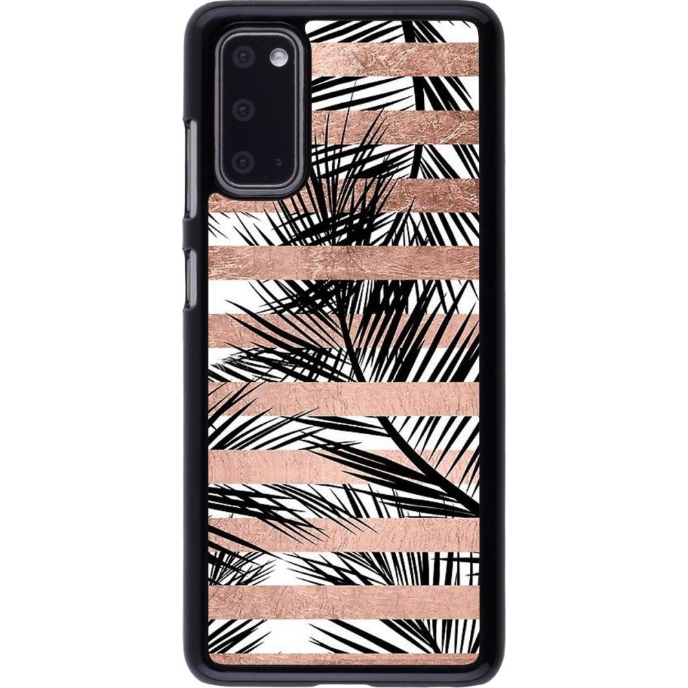 Coque Samsung Galaxy S20 - Palm trees gold stripes