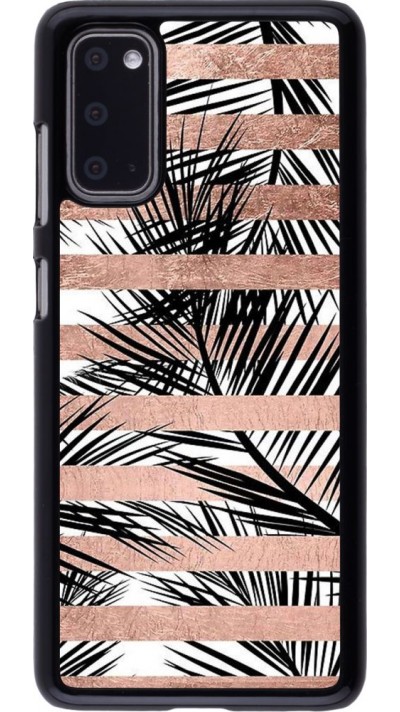 Coque Samsung Galaxy S20 - Palm trees gold stripes