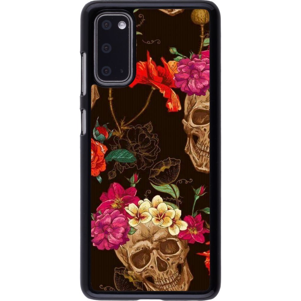 Coque Samsung Galaxy S20 - Skulls and flowers