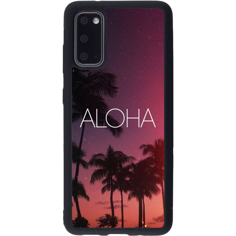 Coque Samsung Galaxy S20 - Silicone rigide noir Aloha Sunset Palms