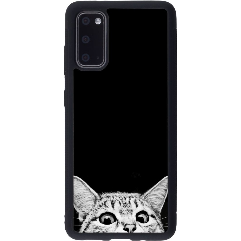 Coque Samsung Galaxy S20 - Silicone rigide noir Cat Looking Up Black