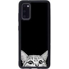 Coque Samsung Galaxy S20 - Silicone rigide noir Cat Looking Up Black