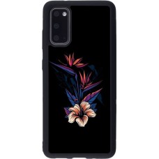 Coque Samsung Galaxy S20 - Silicone rigide noir Dark Flowers