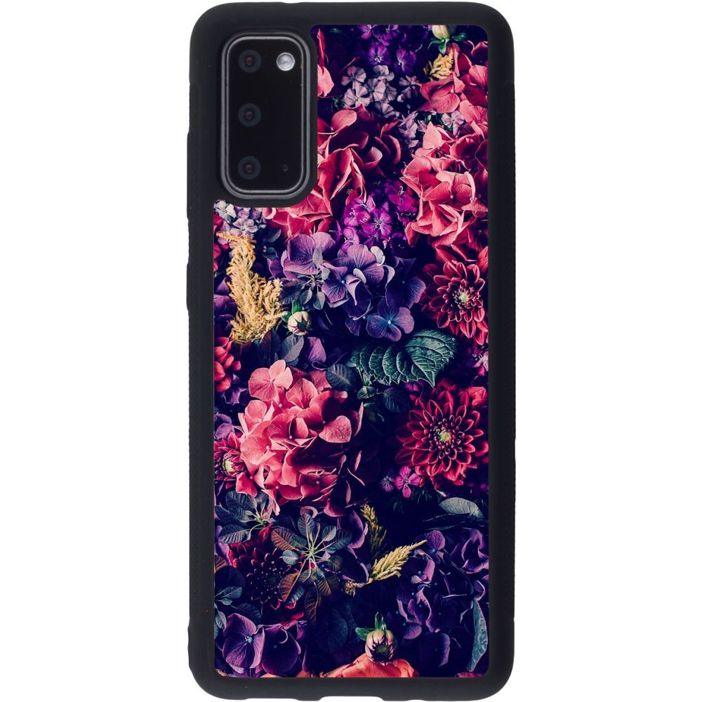 Coque Samsung Galaxy S20 - Silicone rigide noir Flowers Dark