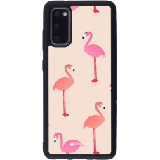 Coque Samsung Galaxy S20 - Silicone rigide noir Pink Flamingos Pattern