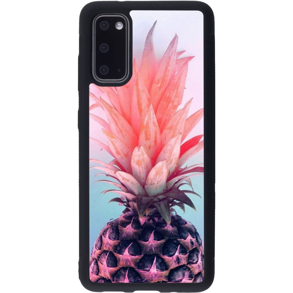 Coque Samsung Galaxy S20 - Silicone rigide noir Purple Pink Pineapple