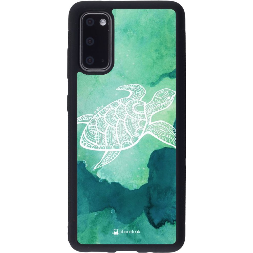 Coque Samsung Galaxy S20 - Silicone rigide noir Turtle Aztec Watercolor