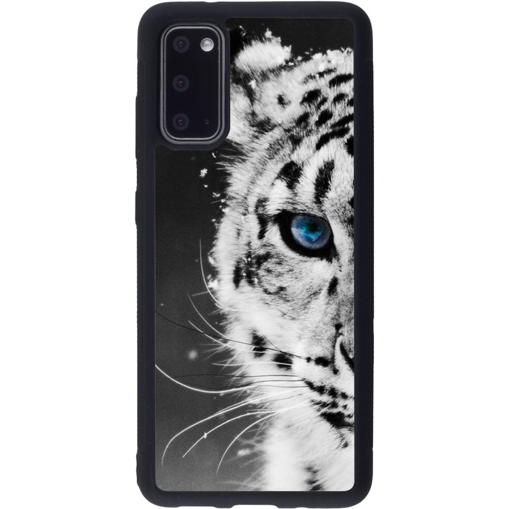 Hülle Samsung Galaxy S20 - Silikon schwarz White tiger blue eye