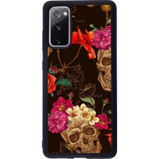 Coque Samsung Galaxy S20 FE - Silicone rigide noir Skulls and flowers