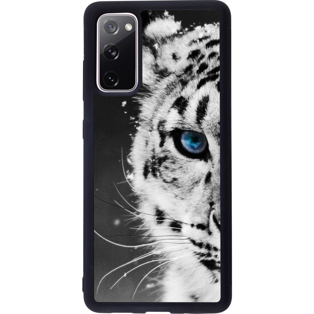 Coque Samsung Galaxy S20 FE - Silicone rigide noir White tiger blue eye