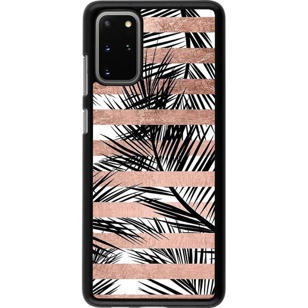 Coque Samsung Galaxy S20+ - Palm trees gold stripes