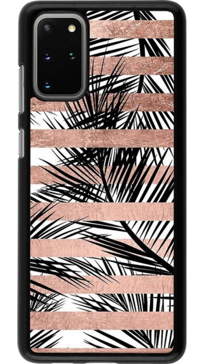 Coque Samsung Galaxy S20+ - Palm trees gold stripes