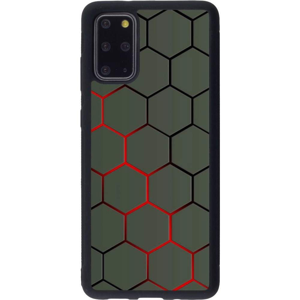 Coque Samsung Galaxy S20+ - Silicone rigide noir Geometric Line red