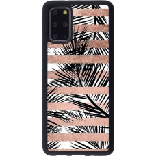 Hülle Samsung Galaxy S20+ - Silikon schwarz Palm trees gold stripes