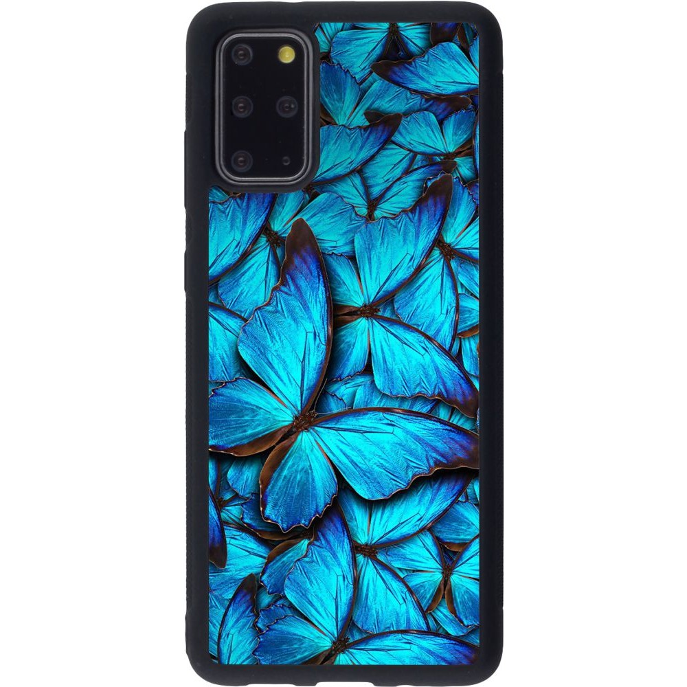 Hülle Samsung Galaxy S20+ - Silikon schwarz Papillon - Bleu